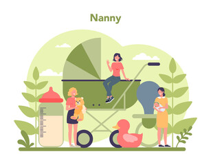 Babysitter service or nanny agency concept. In-home babysitter.