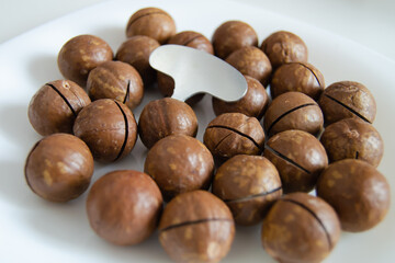 natural macadamia nuts, close up