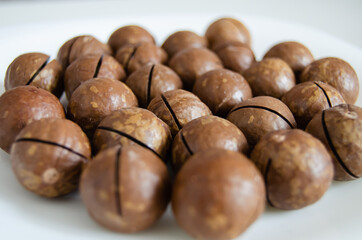 natural macadamia nuts, close up