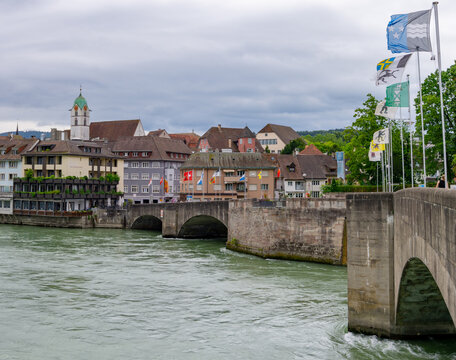 historic river front old town of Rheinfelden on the Upper Rhine