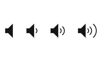Volume Icon set illustrating different levels of sound vector silhouettes 