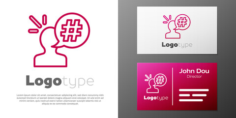 Logotype line Protest icon isolated on white background. Meeting, protester, picket, speech, banner, protest placard, petition, leader, leaflet. Logo design template element Vector