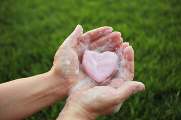 Washing hands rubbing with soap man for corona virus prevention, hygiene to stop spreading coronavirus. Death to germs