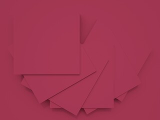 3d rendering of modern abstract shapes  compose in layers with red background