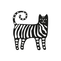 Funny cats set. Black cats silhouette collections. Cartoon style.