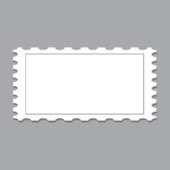 Blank postage stamp template isolated on gray background. Trendy postage stamp for label, sticker, app, mockup post stamp and wallpaper. Creative art concept, vector illustration