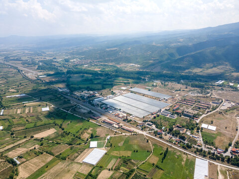 Aerial view of town of Kresna,  Bulgaria