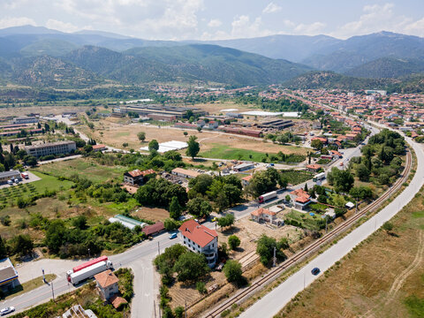 Aerial view of town of Kresna,  Bulgaria
