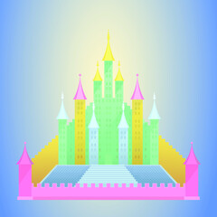 Vector Rainbow Fantasy Castle Illustration