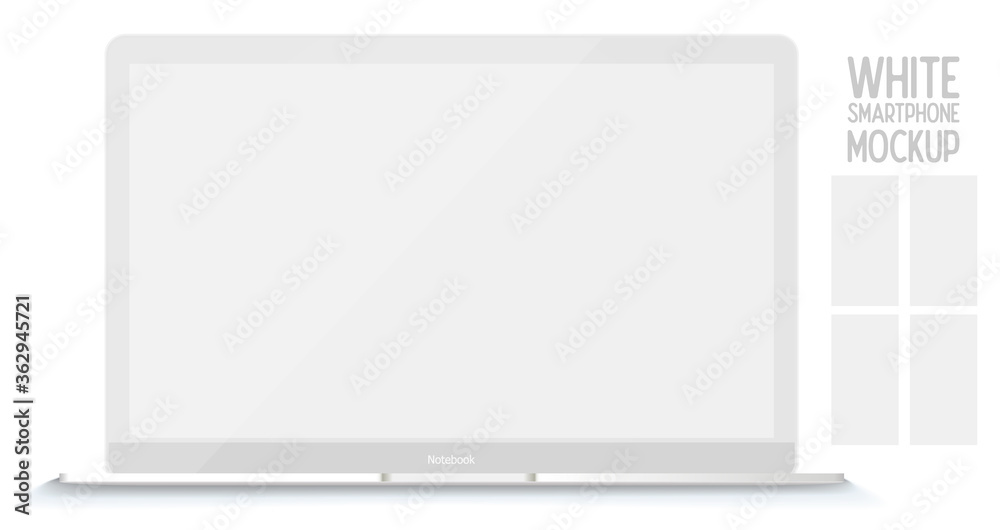 Aufkleber White vector clay render notebook mock up isolated on white background. template with realistic drop shadow.