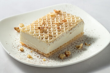 Delicious ice cream sandwich on a plate.