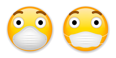 Emoji with mouth mask on a white background. illustration