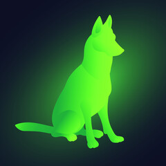 Vector Green Sitting Dog Illustration