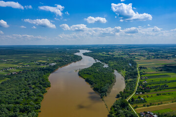 Vistula river in Poland. Aerial view of Vistula river, the longest river in Poland.