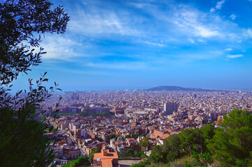 An aerial view of Barcelona, Spain