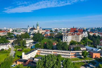 Lublin. Poland. Aerial view of old town. Touristic city center of Lublin bird's eye view. Popular tourist destinations from above.