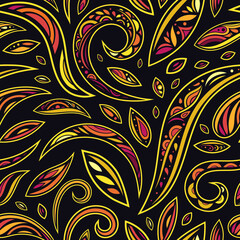 Vector Black White and Red Abstract Seamless Pattern