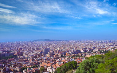 An aerial view of Barcelona, Spain
