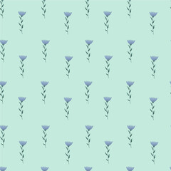 Seamless pattern with blue flowers. Summer background.