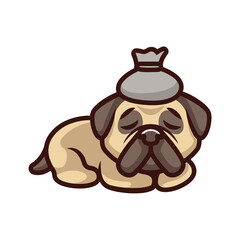 Cute pug dog cartoon logo vector mascot character