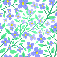 Vector Color Small Blue Flower Seamless Pattern