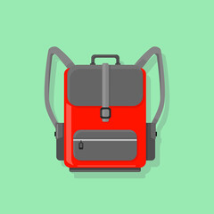 Schoolbag Backpack Colour Vector Icon Illustration Sign Symbol