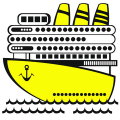 Vector drawing of a sea cruise ship. Isolated drawing. - 362947740