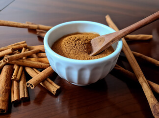 Cinnamon is a spice obtained from the inner bark of several species of trees of the genus Cinnamomum (family Lauraceae), used in sweet and savory foods. We have cinnamon powder and cinnamon stick