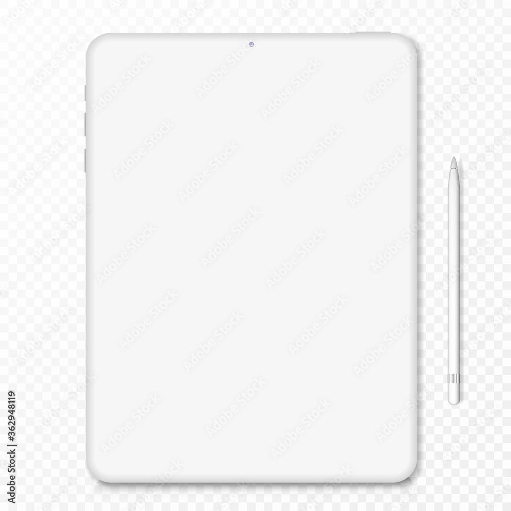 Poster clay tablet computer mockup - front view. vector illustration