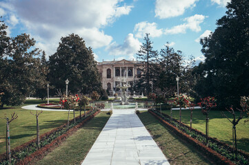 Dolmabahce Palace in Istanbul, Turkey. Copy spase for text.