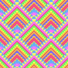Vector Color Neon Geometric Seamless Pattern