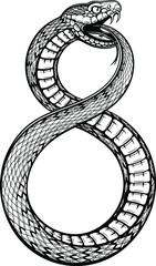 Vector Black and White Alchemy Snake Illustration