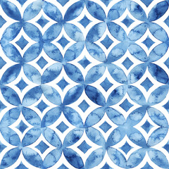 Wit en blauw naadloos aquarelpatroon. Leuke print voor textiel. Vectorillustratie getekend door penseel op papier.