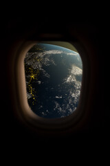 Earth view from spaceship window.