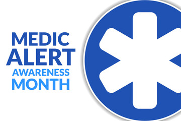 Fototapeta premium August is Medic Alert Awareness Month. Holiday concept. Template for background, banner, card, poster with text inscription. Vector EPS10 illustration.