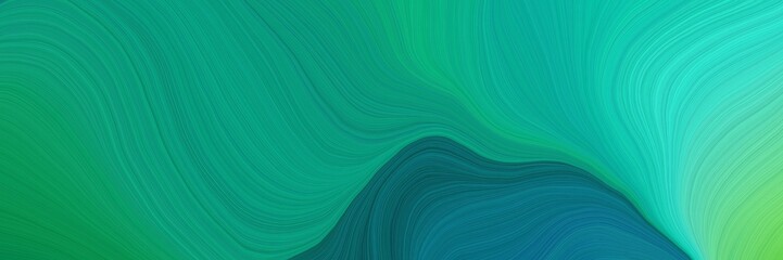 colorful and elegant vibrant abstract artistic waves graphic with smooth swirl waves background illustration with dark cyan, turquoise and medium aqua marine color