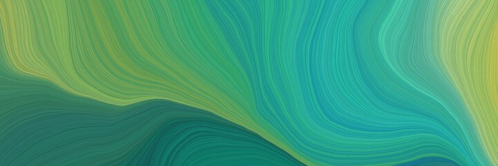 colorful and elegant vibrant background graphic with smooth swirl waves background illustration with medium sea green, dark khaki and light sea green color - obrazy, fototapety, plakaty