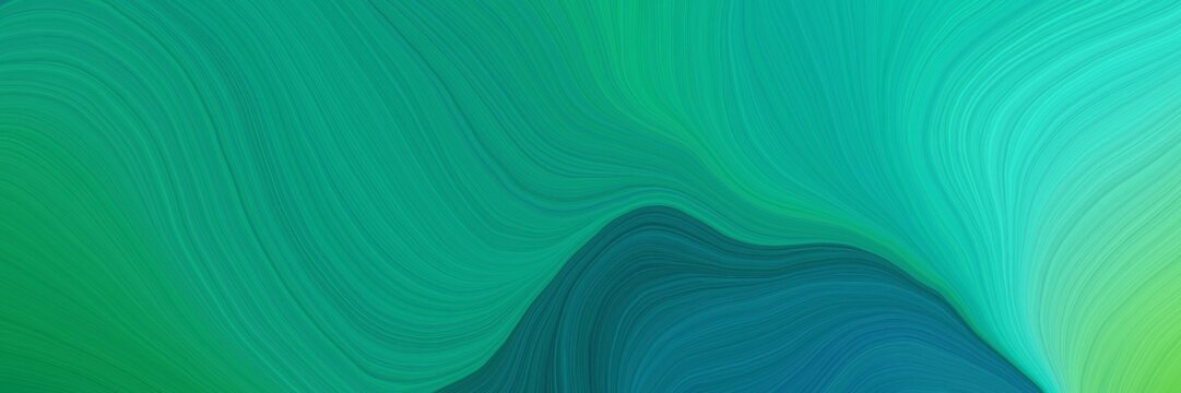 colorful and elegant vibrant abstract artistic waves graphic with smooth swirl waves background illustration with dark cyan, turquoise and medium aqua marine color © Eigens