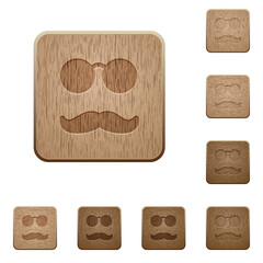 Glasses and mustache wooden buttons