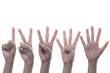 Fototapeta premium Hand action number 1, 2, 3, 4, 5 set.