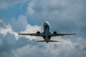 Plane in the sky. Air travel. Transport. Flight. Cloud. 