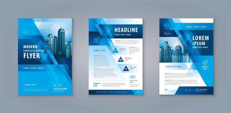 Business Leaflet Brochure Flyer Template Design Set. Corporate Flyer Template A4 Size