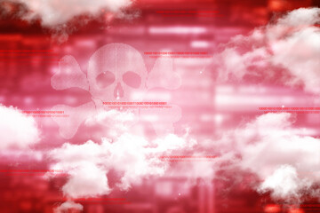 Naklejka premium 2d rendering Digital skull and crossbones on binary code