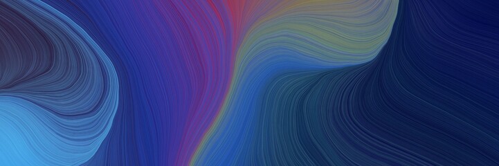 Obraz premium colorful and elegant vibrant creative waves graphic with modern soft swirl waves background illustration with dark slate blue, midnight blue and steel blue color