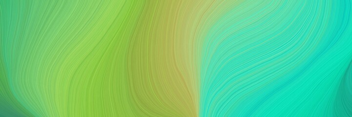 colorful and elegant vibrant artistic art design graphic with abstract waves illustration with moderate green, yellow green and light sea green color