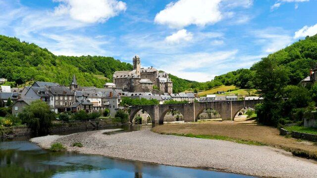 beautiful famous rural village in France, Aveyron- Estaing