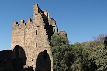 Fototapeta na wymiar Fasil Ghebbi (Royal Enclosure) is the remains of a fortress-city within Gondar, Ethiopia. It was founded in the 17th century by Emperor Fasilides (Fasil) and was the home of Ethiopia's emperors.