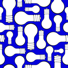 Seamless vector pattern of an electric lamp on a blue background.  - 362957780