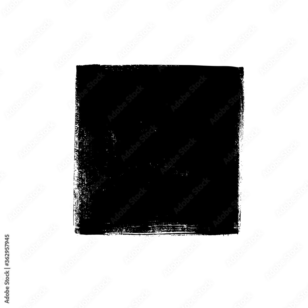Aufkleber black rough edge vector square box. black painted square or rectangular shape. hand drawn brush stro