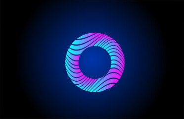 O pink blue alphabet letter logo icon for company design. Curly line concept for corporate identity